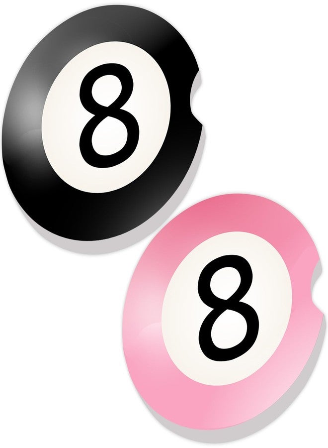 Cheerupp Billiards Absorbent Car Coaster for Cup Holder, 2 Pack Sports Pool Balls Ceramic Stone Removable Car Coasters Anti-Slip with Fingertip Grip, Auto Accessories Interior Decorations Supplies - Image 1